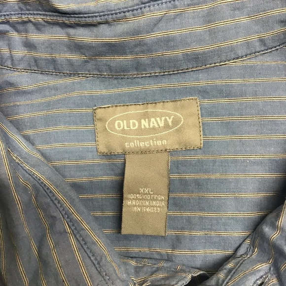 Old Navy Men’s Blue Striped Button Down Cotton Shirt - Size XXL - Picture 4 of 5